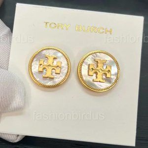 Tory Burch Button Stud Earrings in Ivory White (NWT)